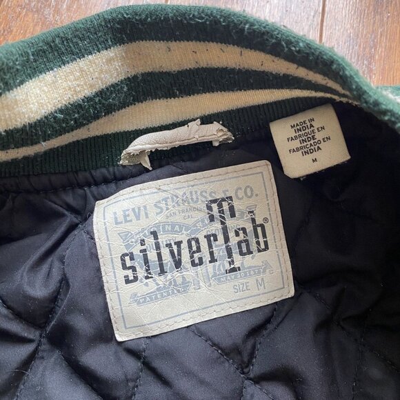 Levis Silver Tab Green and White Leather Varsity Bomber - Picture 4 of 13